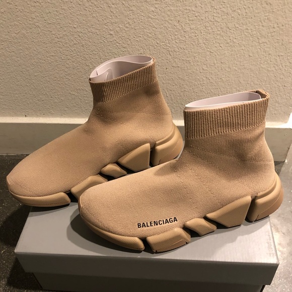 brown beige balenciaga socks Balenciaga women's speed knit sock sneaker- beige Sneakers